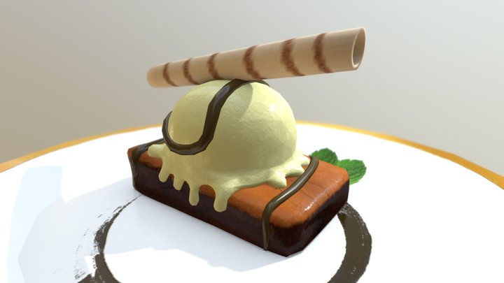 Brownie with ice-cream :P 3D Model