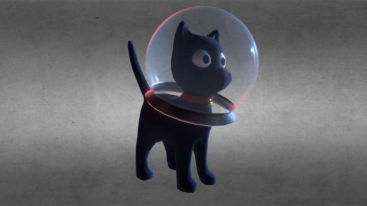LowPoly Space Cat 3D Model