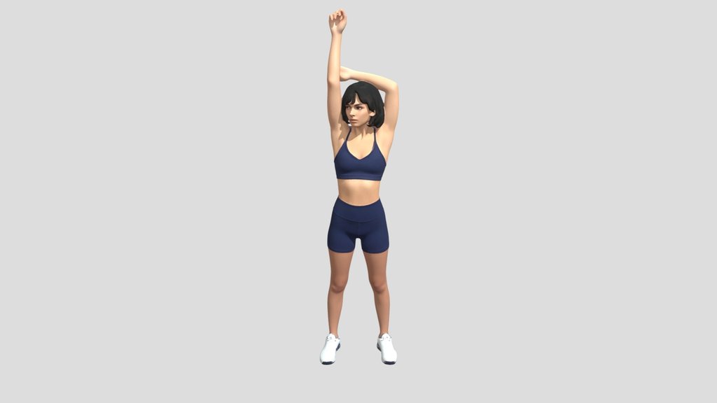 Woman Stretching in Navy Athletic Wear