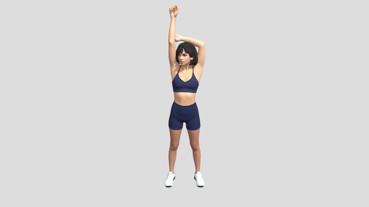Woman Stretching in Navy Athletic Wear – Kostenloses 3D-Modell STL