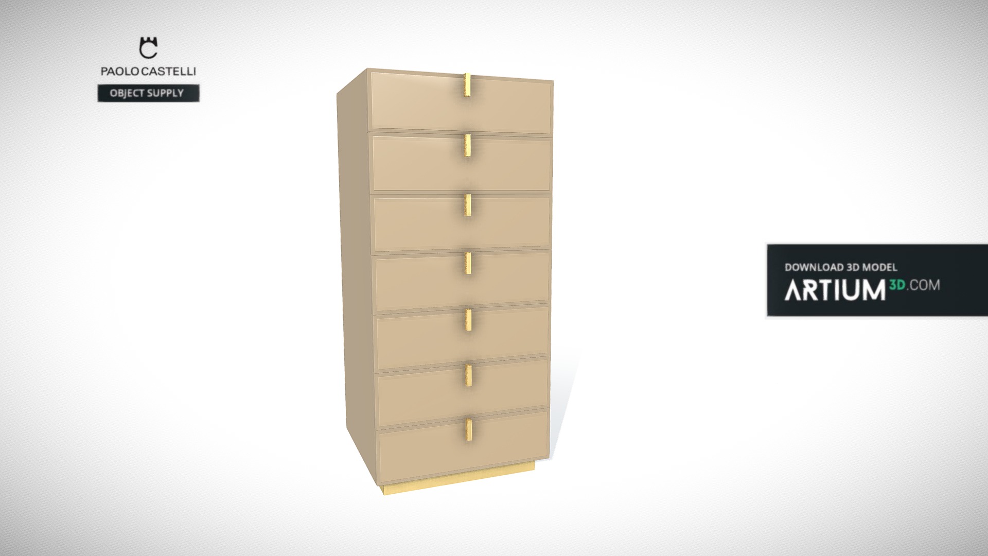 3D model Chest of drawers7 Fine Collection-Paolo Castelli - This is a 3D model of the Chest of drawers7 Fine Collection-Paolo Castelli. The 3D model is about a rectangular object with a screen.