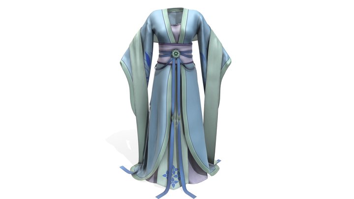 Female Traditional Hanfu Dress 3D Model