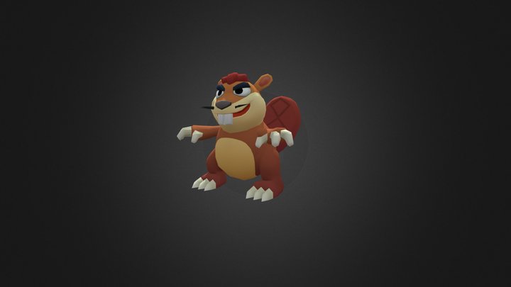 Animated Stylized Beaver lowpoly character 3D Model