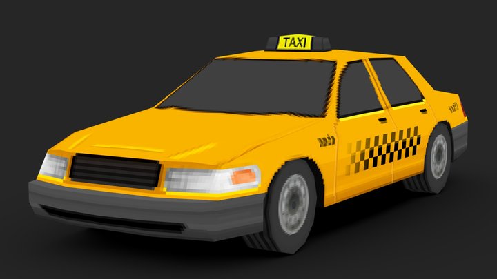 Yellow Taxi/Cab - PS1 Car 3D Model
