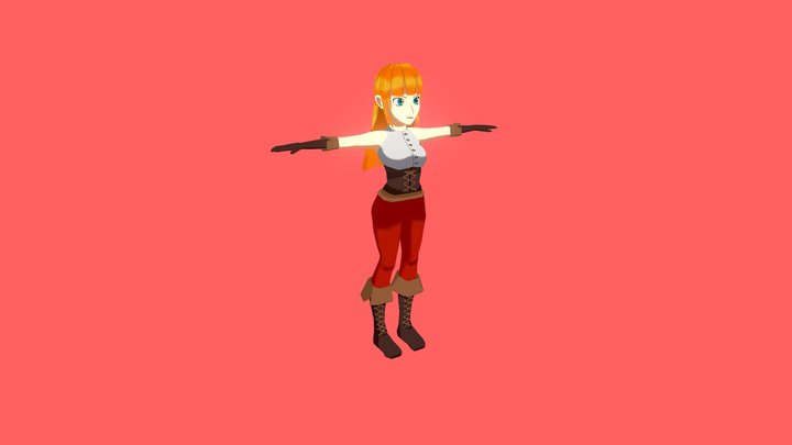 3d girl low poly - character design study 3D Model