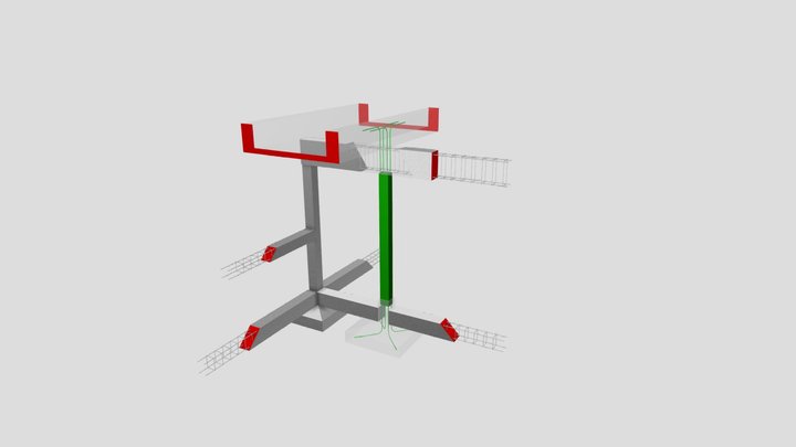 Estructura encuentro UPN con viga canaleta de H° 3D Model