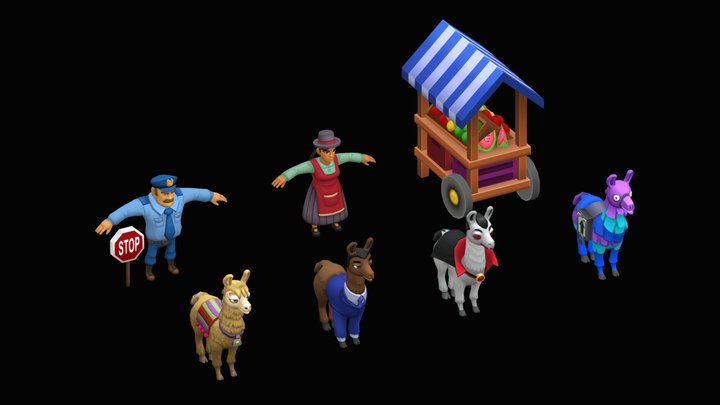 Llama characters 3D Model