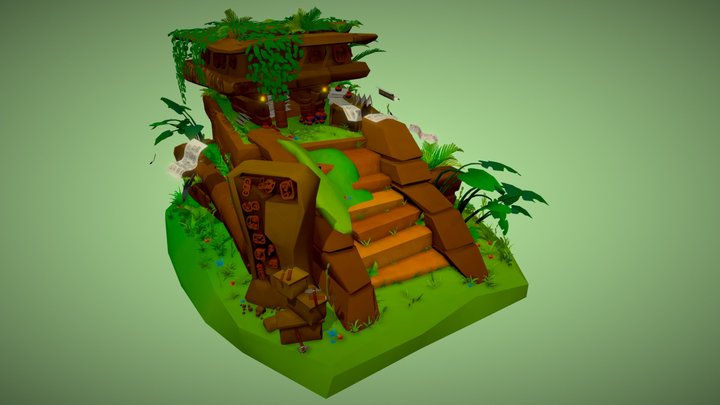 Mayan Scribe Temple - DAE Villages 3D Model
