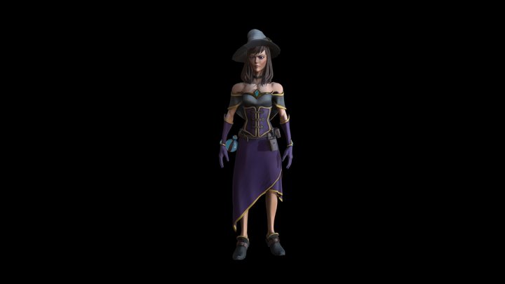 Stylized witch Posed 3D Model