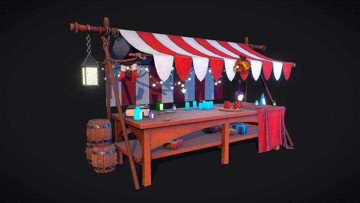 Christmas Market Stall 3D Model