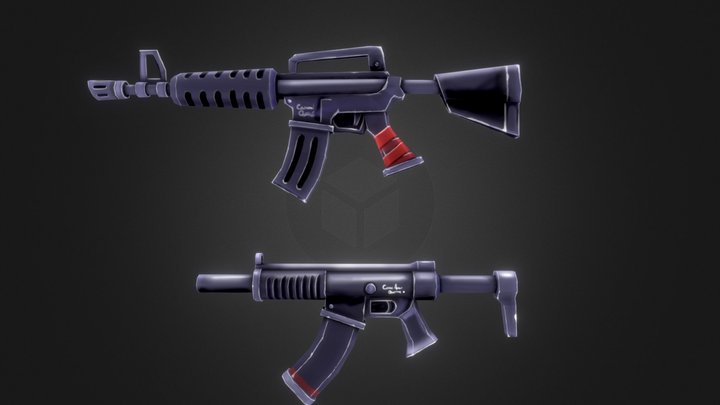 Stylized Guns 3D Model