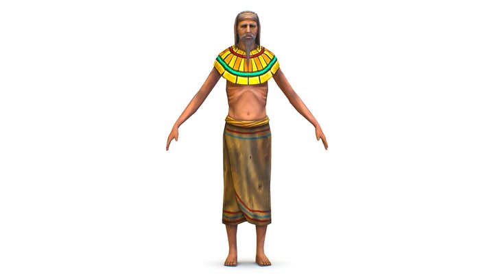 Skinny Old Man Headband Egyptian Style Necklace 3D Model