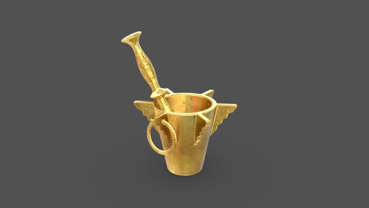 Traditional Moroccan Mortar and Pestle 3D Model