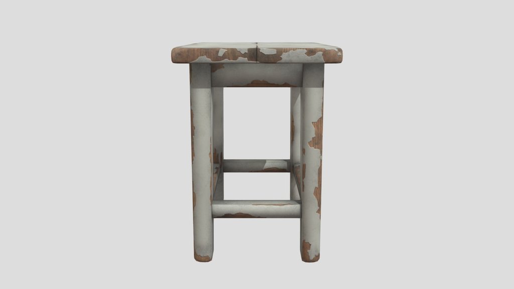 Painted Wooden Stool