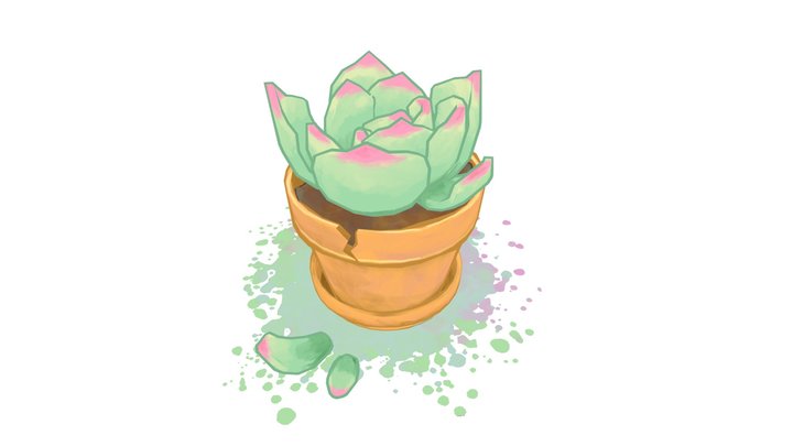 Watercolor Succulent – Kostenloses 3D-Modell STL