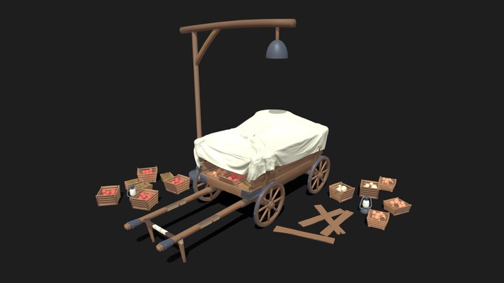 Wooden cart 3D Model