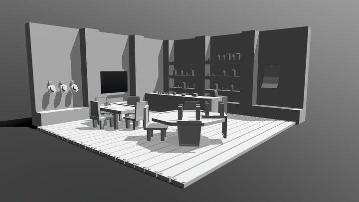 Low-Poly Cartoon Wild West Saloon 3D Model
