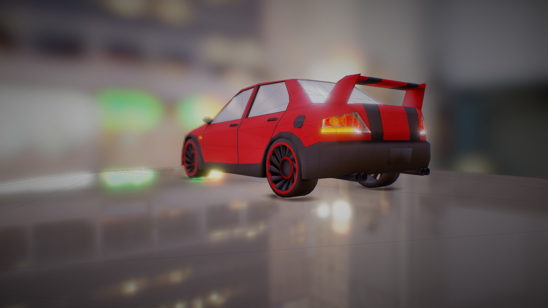 3D model LANCER EVO LOWPOLY - This is a 3D model of the LANCER EVO LOWPOLY. The 3D model is about a red car on a road.