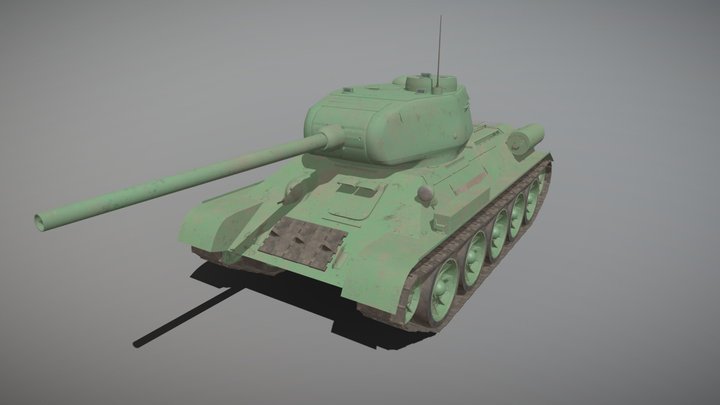 T-34-85 Soviet Tank 3D Model