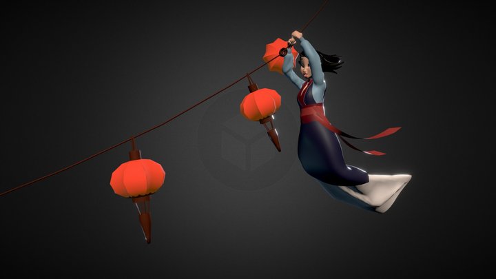 Mulan Disney Princess 3D Model