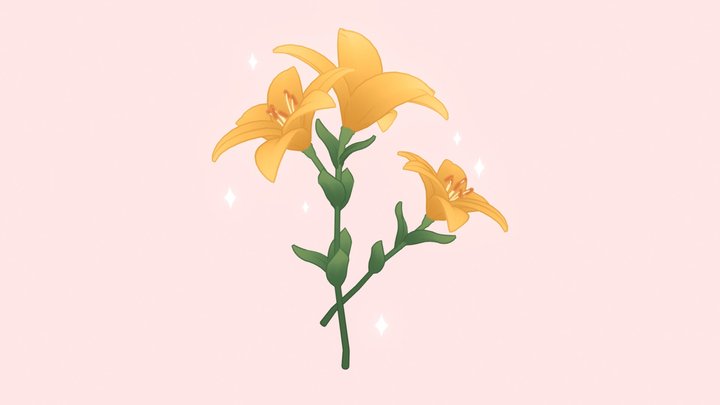 Stylised Lilies 3D Model