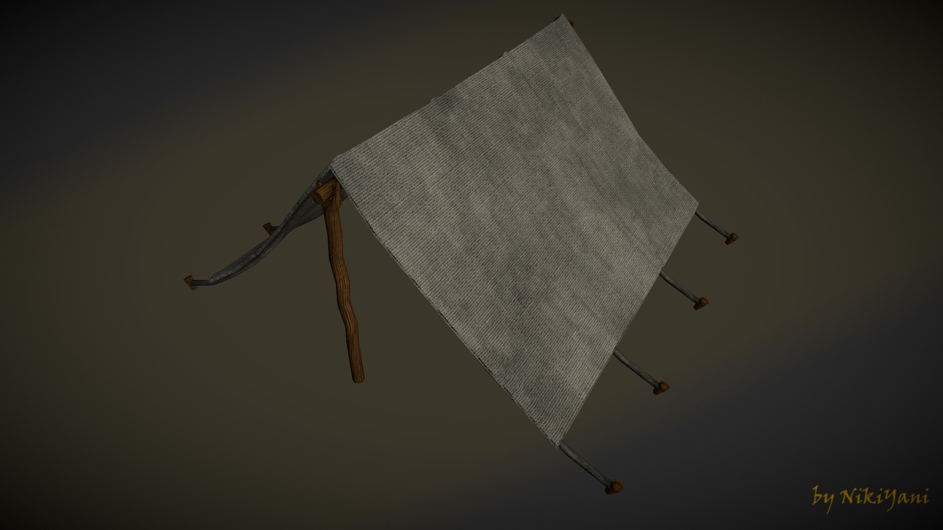 3D model Medieval tent - This is a 3D model of the Medieval tent. The 3D model is about a paper airplane with a black background.