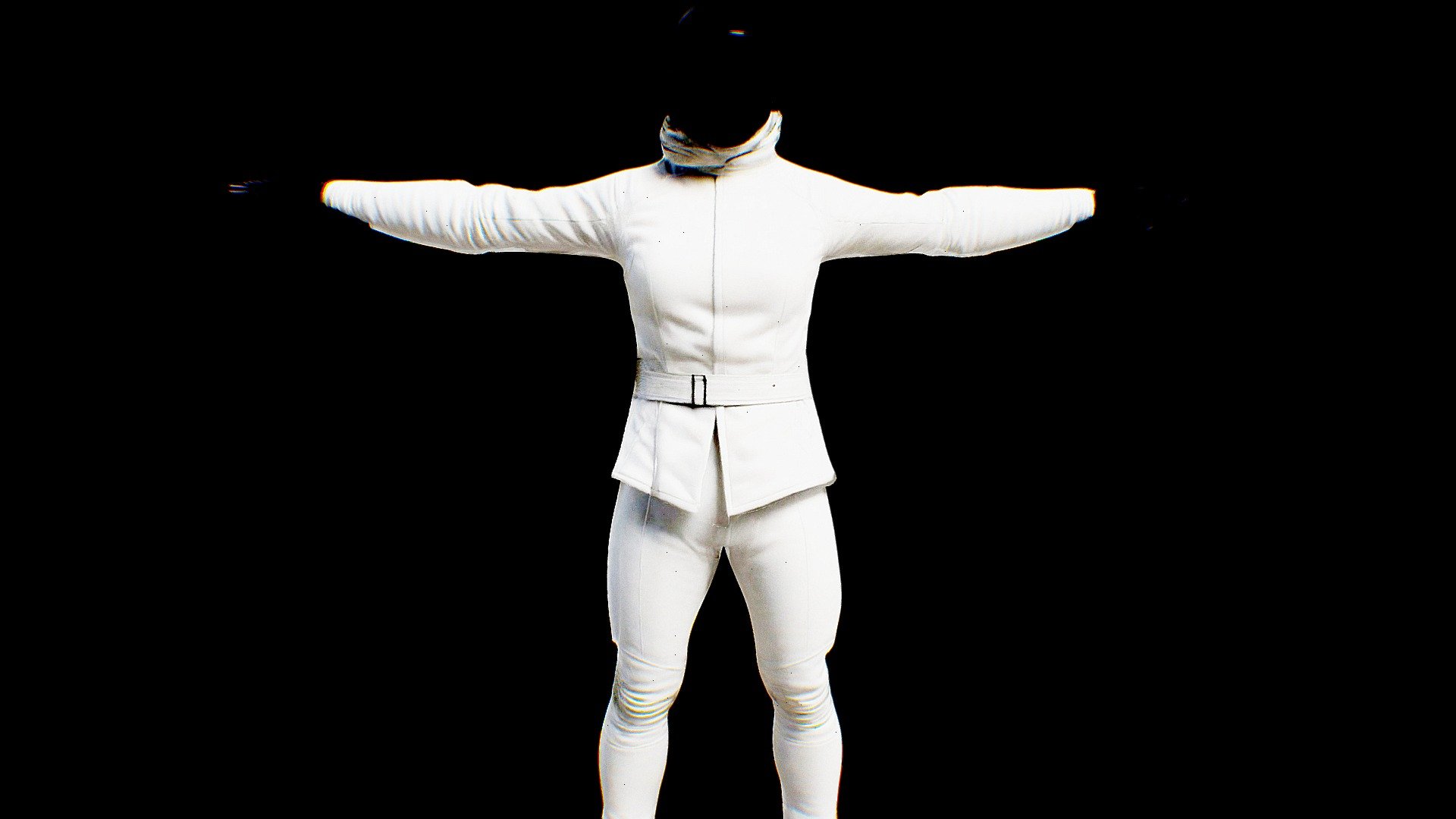 Fencer, saber player, t-pose character — Sketchfab embed 3D viewer