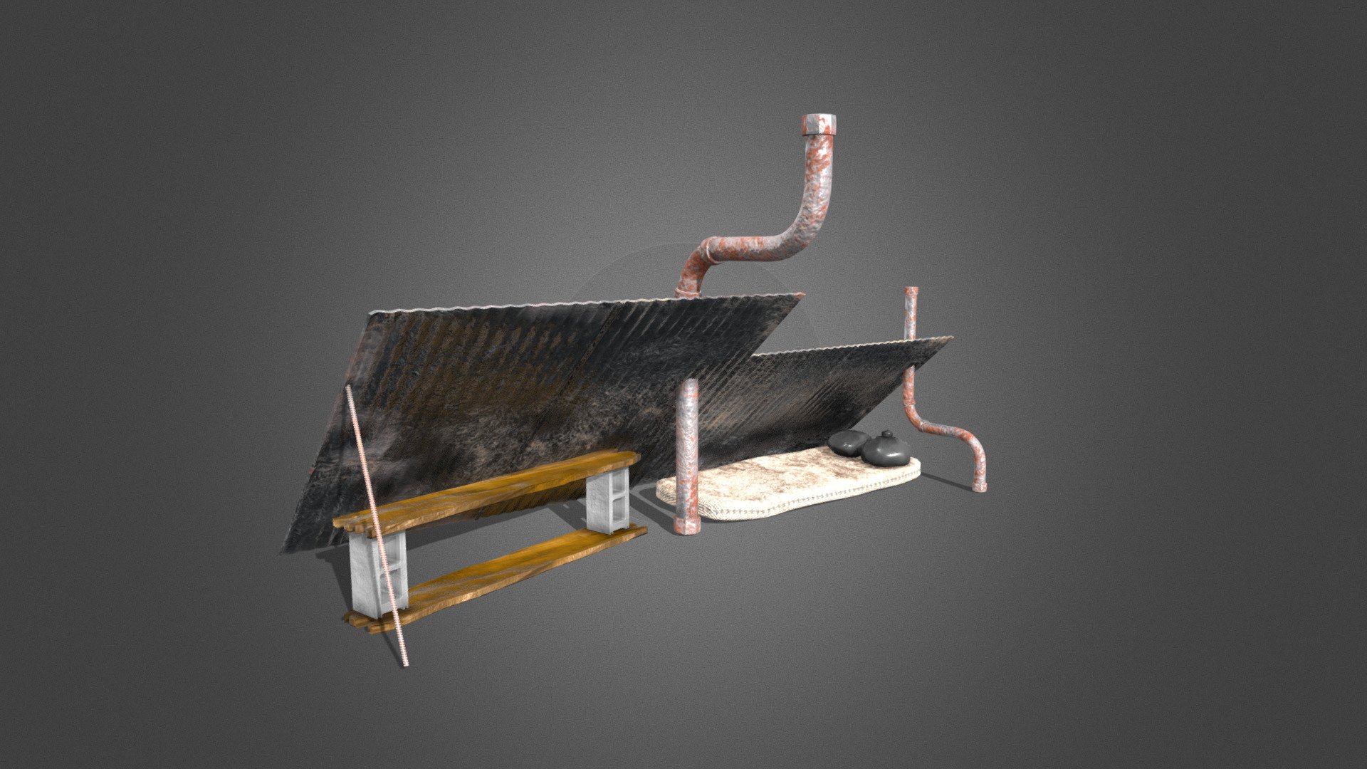 Trash Shelter v2 — Sketchfab embed 3D viewer
