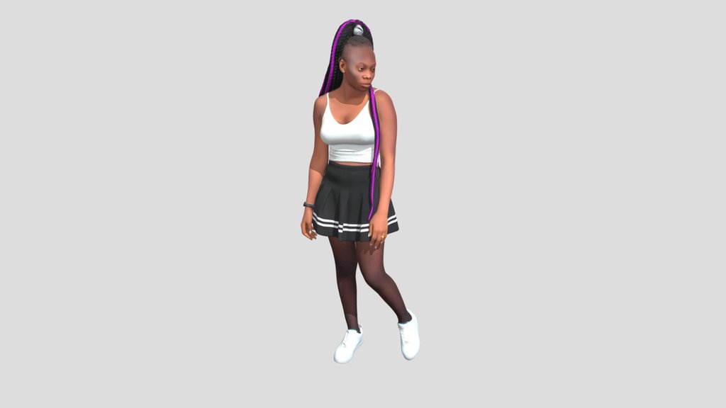 Purple Braids and Pleated Skirt