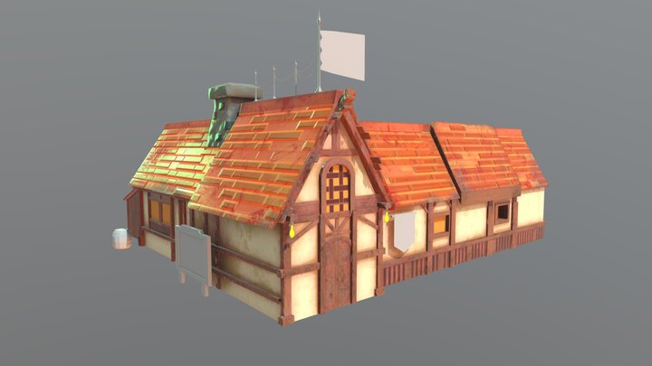medieval buildings _ lowpoly 3D Model