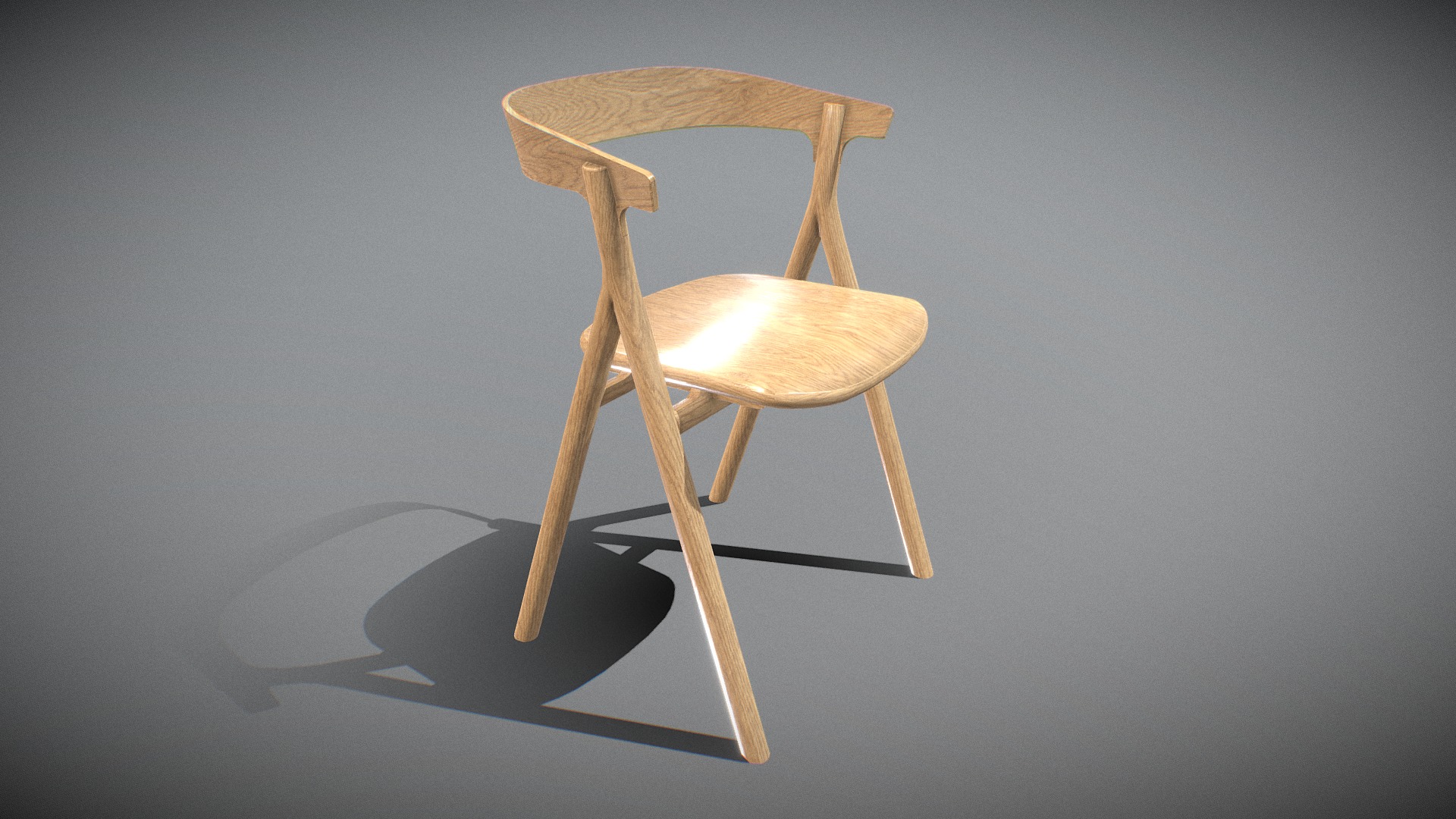 3D model YKSI Chair-Oak - This is a 3D model of the YKSI Chair-Oak. The 3D model is about a wooden chair on a stand.