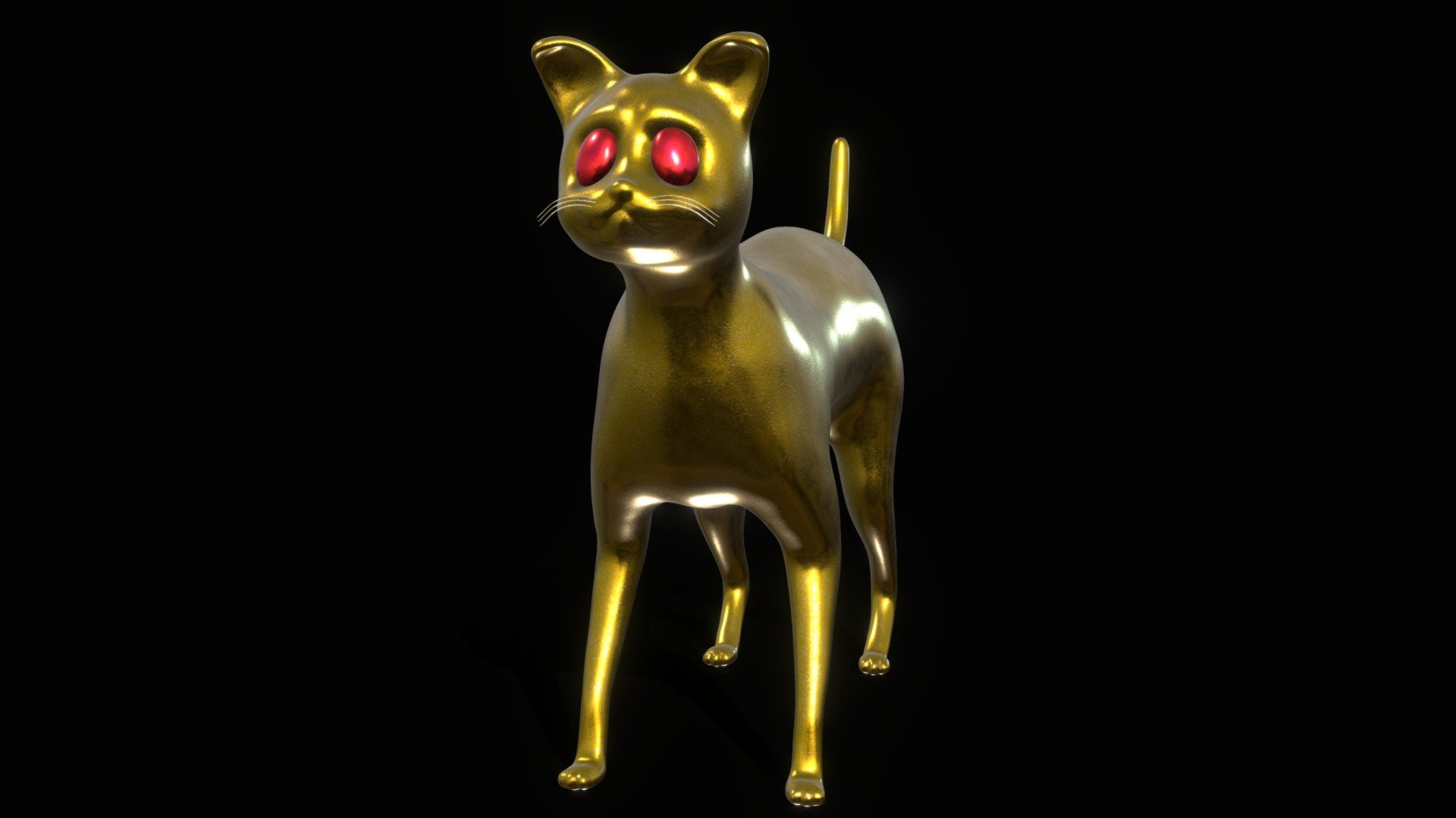 Golden Cat with Ruby Eyes 3D Free - Download Free 3D model by ...