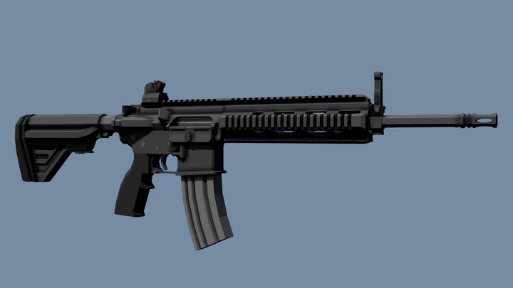 Low-Poly HK416 3D Model