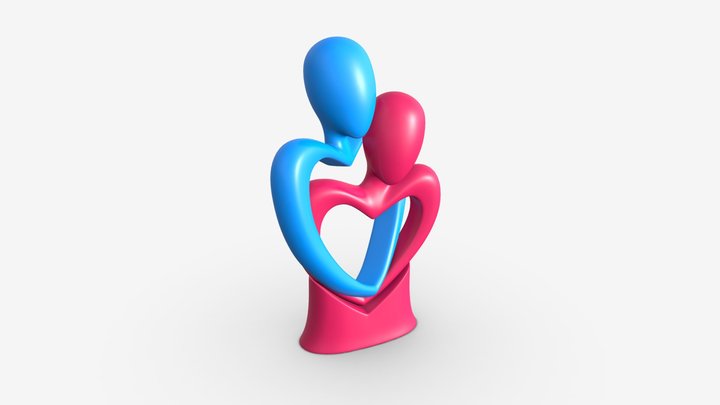 Abstract Ceramic Lovers Figurine Hugging 3D Model