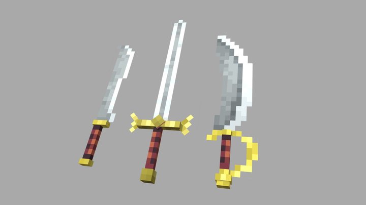 Steel weapon pack 3D Model
