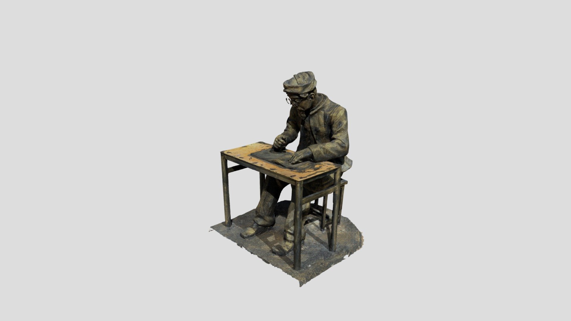Bronze statue of an oldman