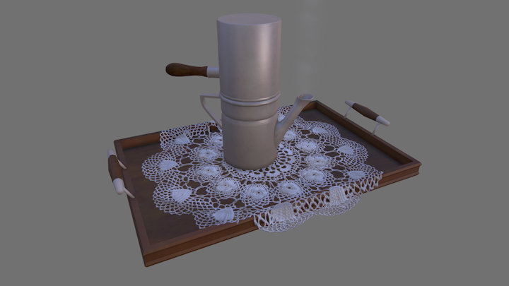 Old Coffemaker And Tray (animated) 3D Model