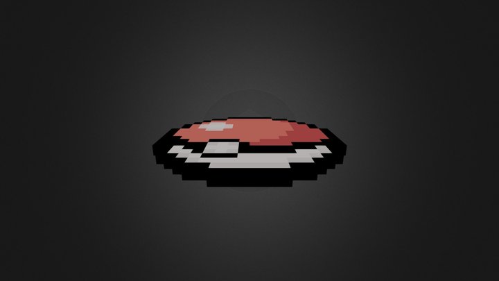 Pokeball (8bit-2D) 3D Model