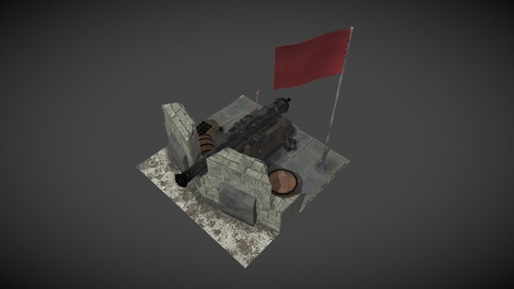 Cannon with Environment 3D Model
