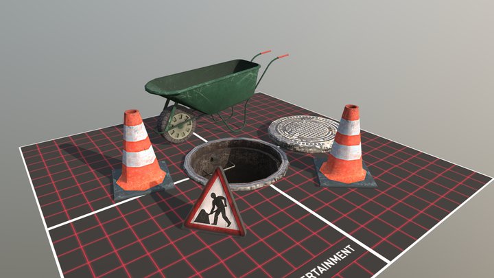 Low Poly - Kyoto Traffic Props 3D Model