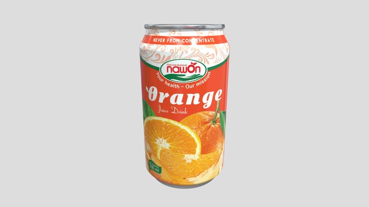 Nawon Orange Juice can 330ml 3D Model