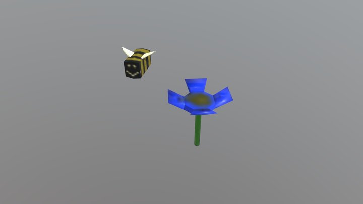 Flower for a square bee 3D Model