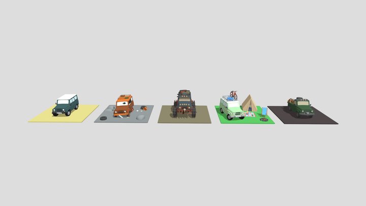Off-Road Vehicle Draft with 4 Variations 3D Model
