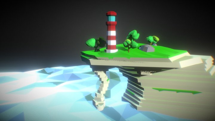 Lighthouse on Cliff 3D Model