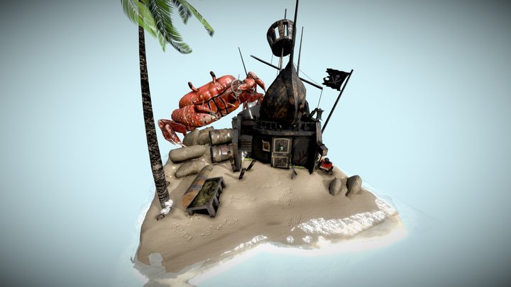 Shipwreck Tower Scene 3D Model