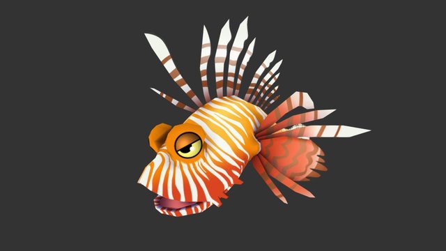 Cartoon Lion Fish 3D Model