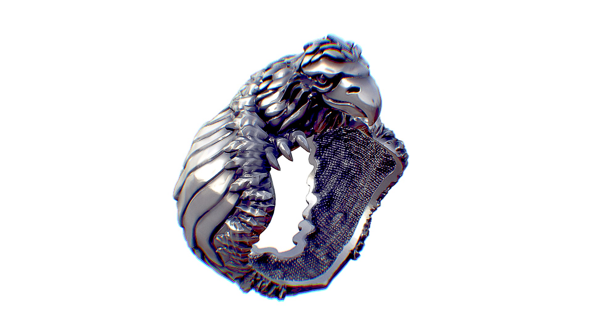 3D model Hawk Ring - This is a 3D model of the Hawk Ring. The 3D model is about a snake with its mouth open.