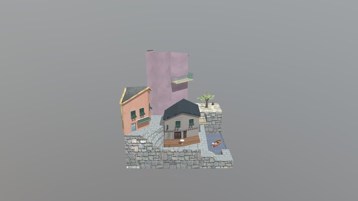 Cinque Terre City Scene 3D Model