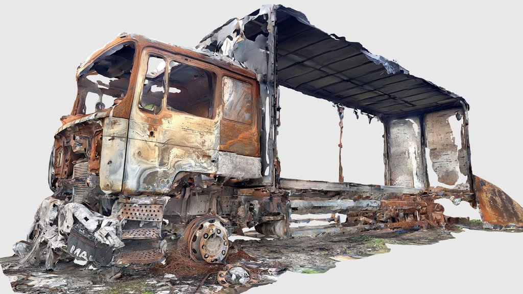 A burned truck, Ukraine