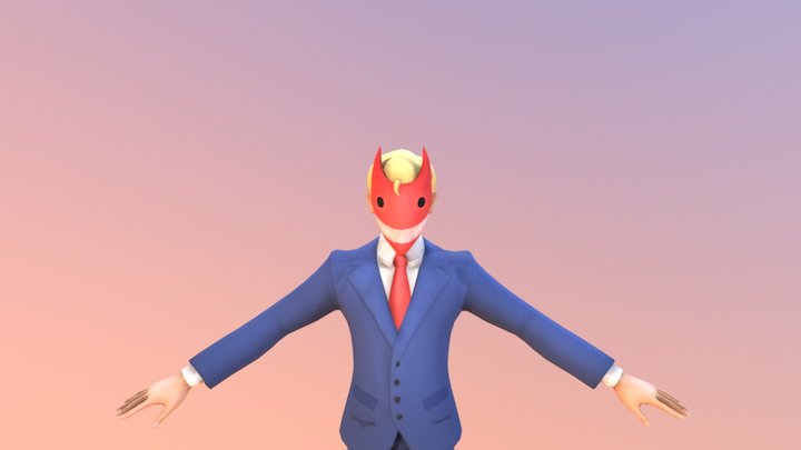 Devil guy in a suit. Doing a backflip. 3D Model